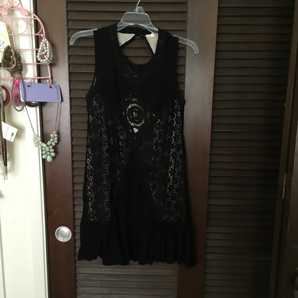 Black lace detail dress